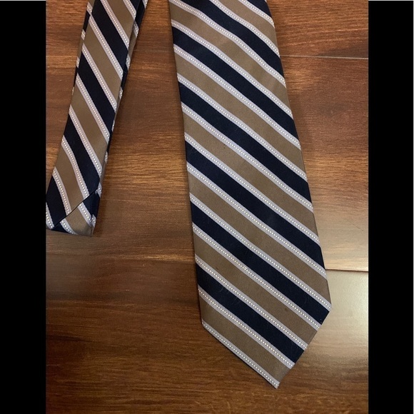 🌿SALE🌿 BLACK BROWN 1826 Silk Black Brown Striped Necktie - Picture 6 of 10